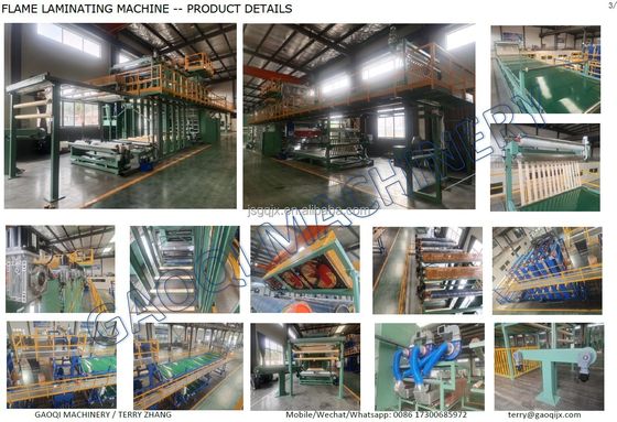 Maßgeschneiderte 12000 W PLC-Schaum- und Nonwoven-Fabrik Teppichmachmaschine Flammenlaminierungsmaschine